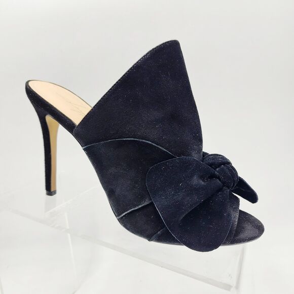 Daya by Zendaya Shoes - Daya by Zendaya Womens Black Suede Mule Pumps Slip On High Heel 9 Sinclair Bow
